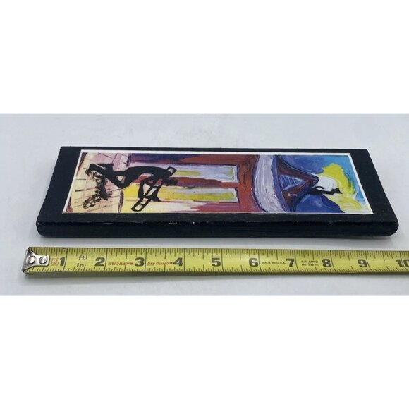 Collage Art Cat On The Roof Handmade Jazz Player Musician Wood Trombone Colorful - Picture 7 of 16